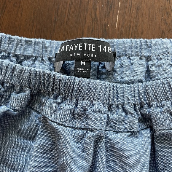 Lafayette 148 Chambray Light Blue Blouse Women's Medium Career Wear 100% Cotton - Picture 5 of 10